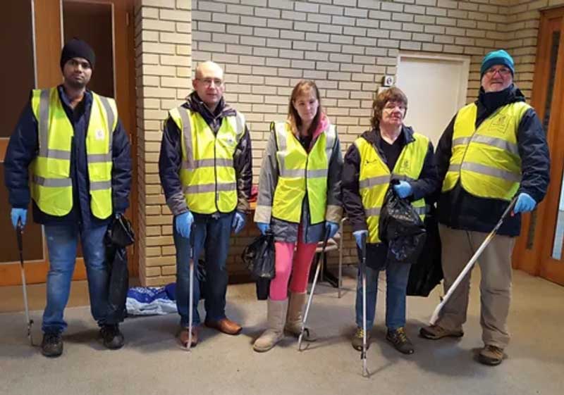 Mascot and County Care litter picking team